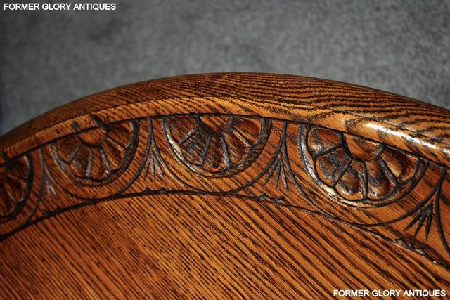 Image 7 of A LARGE ROUND JAYCEE AUTUMN GOLD CARVED OAK PUB COFFEE TABLE