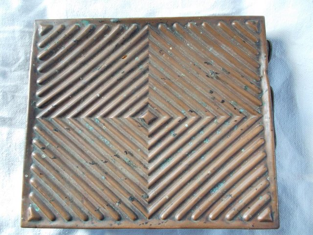 Image 11 of 1910 Copper chevron car carriage foot, hand body warmer