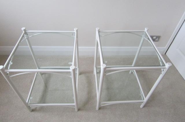 Image 2 of Pair of NEXT Tables White Frames/Glass Tops