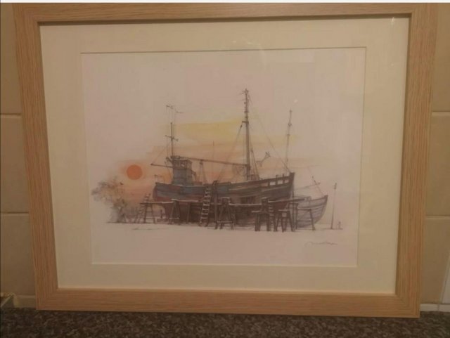 Image 3 of 4 framed signed ship prints by mads stage
