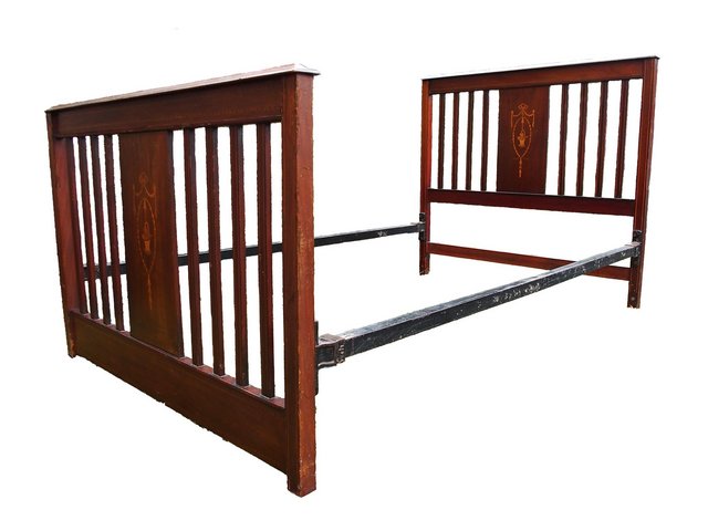 Image 3 of Antique Edwardian Double Bed frame - Mahogany wood