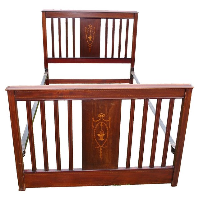 Preview of the first image of Antique Edwardian Double Bed frame - Mahogany wood.