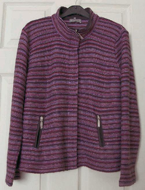 Preview of the first image of Pretty Multicoloured Striped Jacket By Per una -Sz M B8.