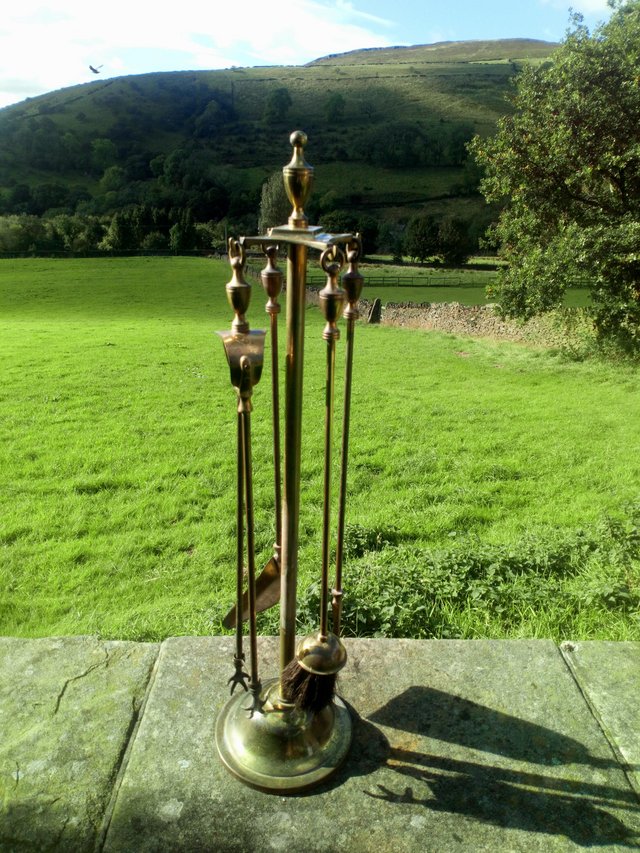 Image 2 of Victorian Brass Fireside Companion Set