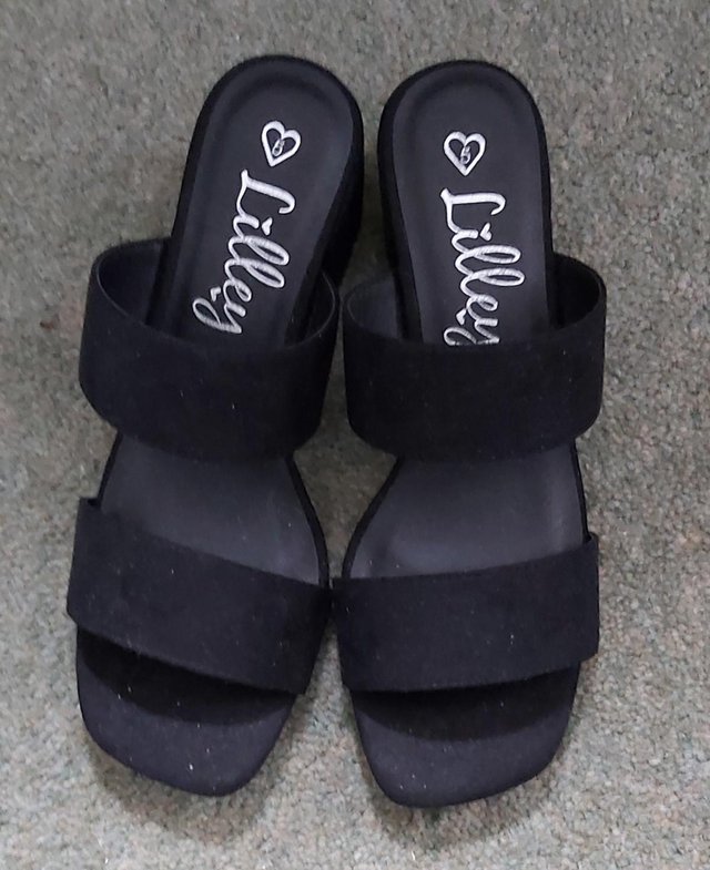 Preview of the first image of Lilley Ladies Black Mule Sandals.