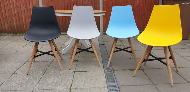 Image 6 of Eames style colourful dining chairs x 4