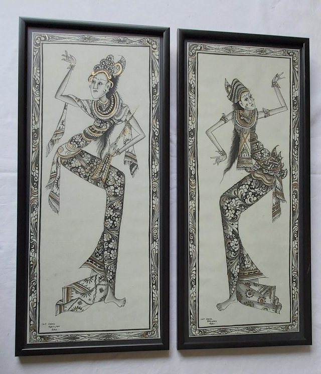 Preview of the first image of Pair of Framed Balinese Prints.