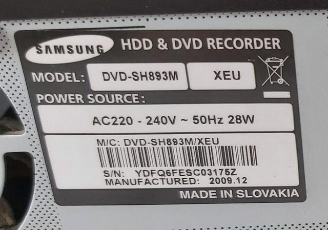 Image 3 of Samsung HDD + DVD Recorder Model No. SH893m
