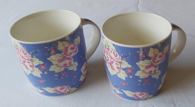 Preview of the first image of A Pair of Cath Kidston-style Floral Mugs.