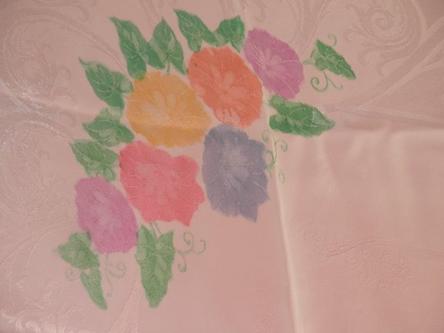 Preview of the first image of Square Tablecloth-White With Flowers.