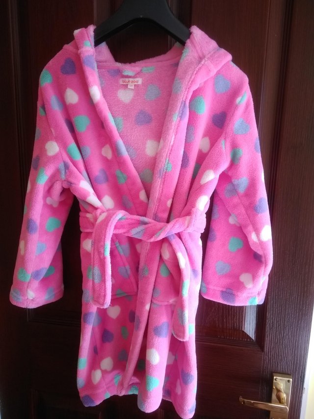 Preview of the first image of Girl's Blue Zoo heart dressing gown Age 6-7.