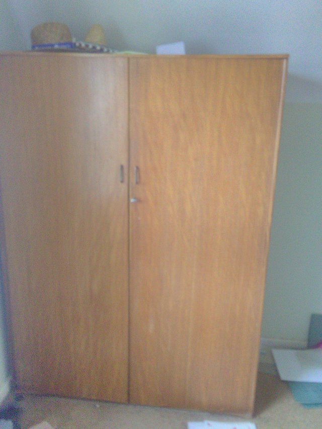 Image 2 of Wardrobe double light wood shelves