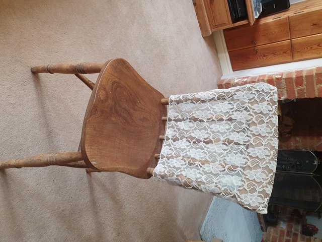 Preview of the first image of Wedding Chair Caps, slip covers lace Ivory colour.