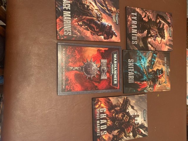 Preview of the first image of Warhammer 40K various codexes and rule book.