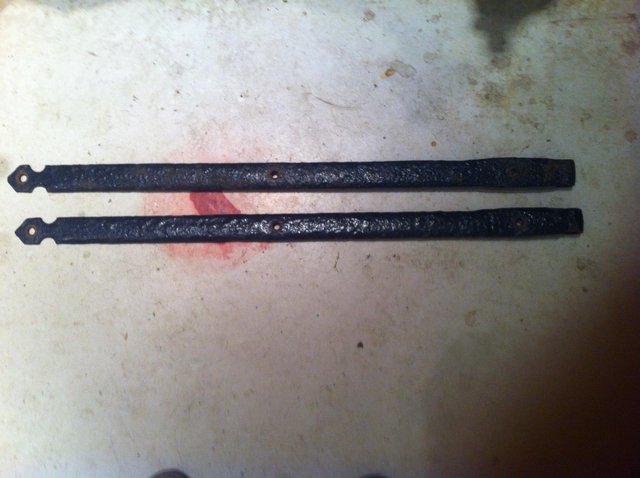 Preview of the first image of Pair of Antique blacksmith made strap hinges.