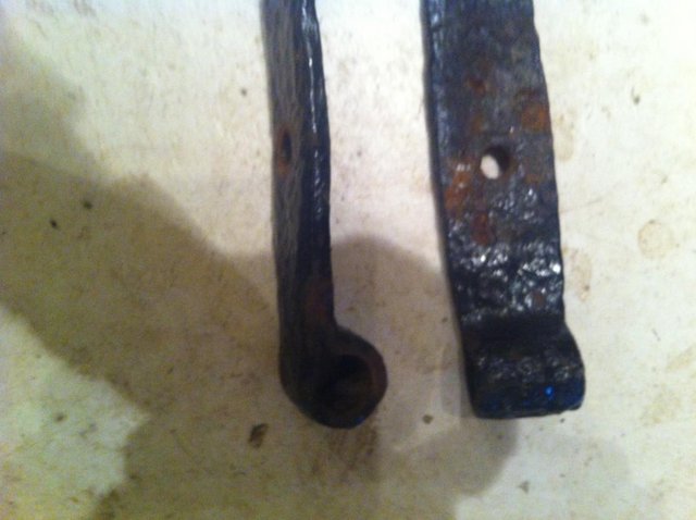 Image 2 of Pair of Antique blacksmith made strap hinges