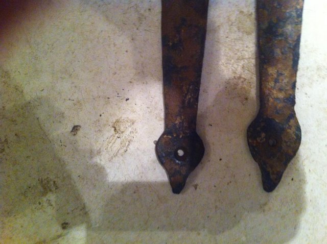 Image 2 of Pair of Antique blacksmith made strap hinges