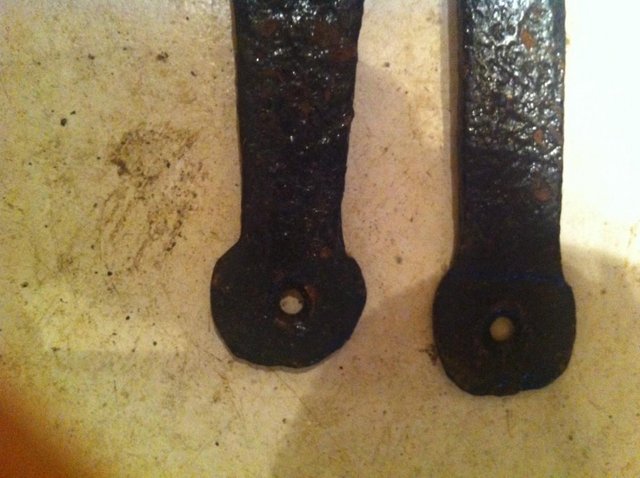 Image 3 of Pair of antique blacksmith made strap hinges
