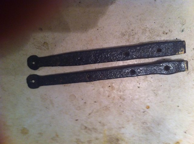 Preview of the first image of Pair of antique blacksmith made strap hinges.