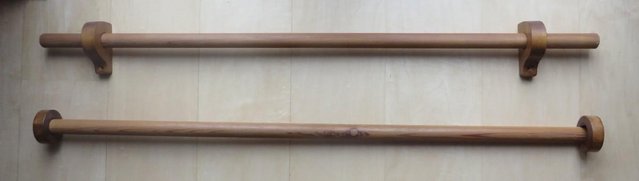 Preview of the first image of RUSTIC WOOD CURTAIN POLES AND BRACKETS X 3.