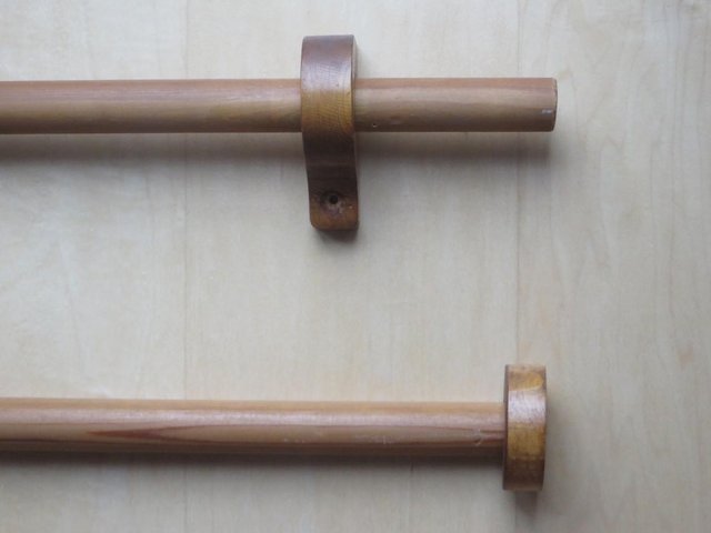 Image 3 of RUSTIC WOOD CURTAIN POLES AND BRACKETS X 3