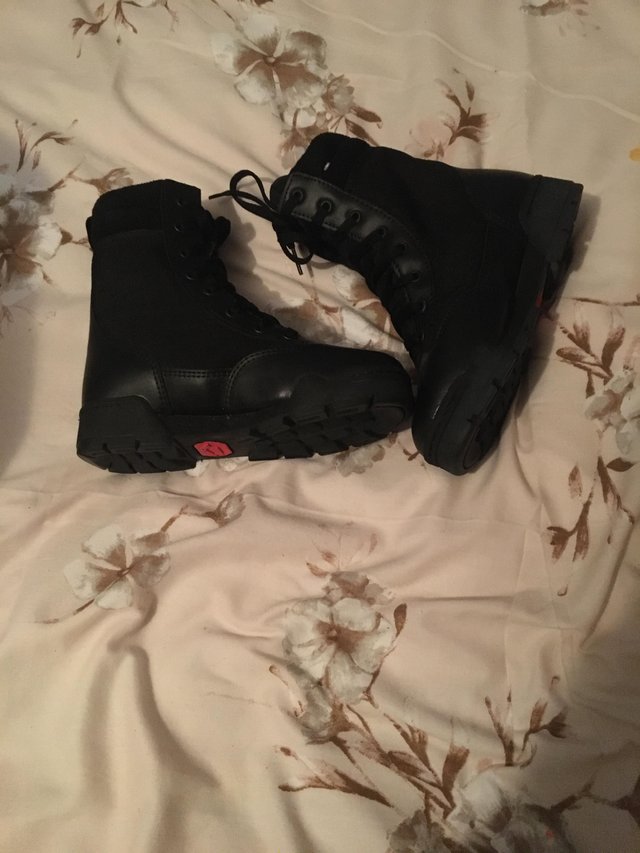Image 3 of Boys or girls combat boots. Black.