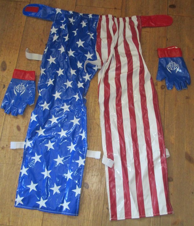 Preview of the first image of Kids Stars And Stripes Rodeo Leg Covers & Gloves.