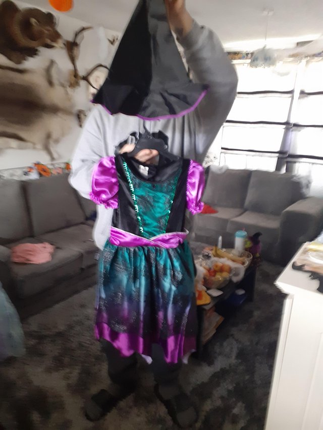 Preview of the first image of Girls halloween dresses with witches hat.