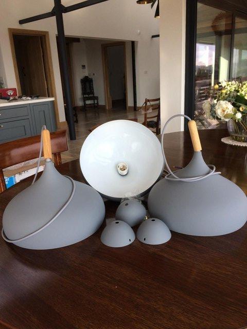 Preview of the first image of Set of three grey pendant lights.