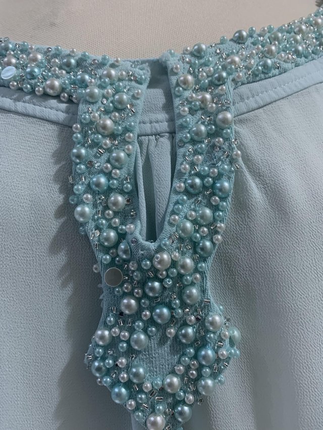 Image 3 of Pretty turquoise beaded chiffon size 10 top