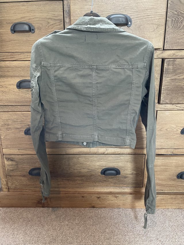 Image 2 of Vintage Topshop khaki crop jacket with zips