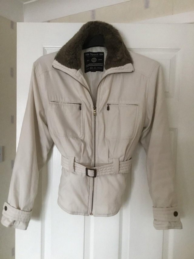 Image 2 of River Island cream light weight jacket with belt
