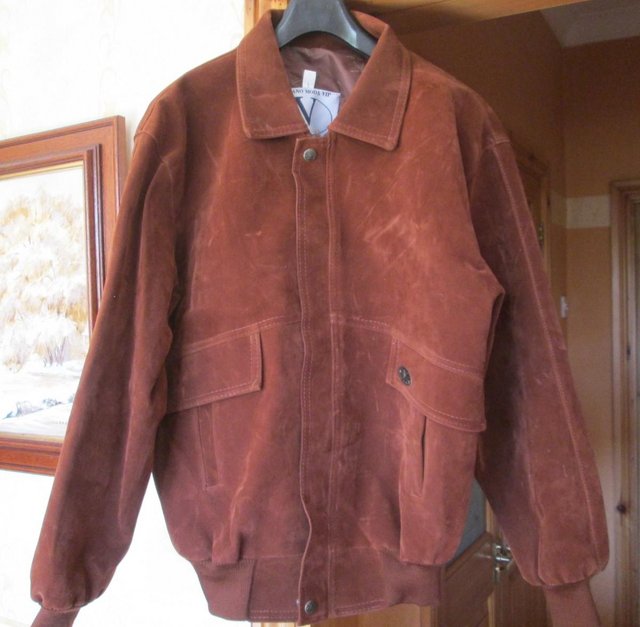 Preview of the first image of Milano Moda  Suede Jacket - Mens Size L.