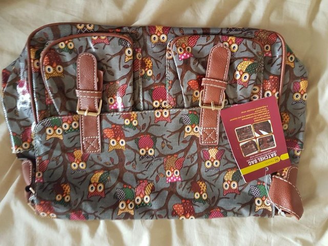 Preview of the first image of Owl pattern satchel bag for sale.