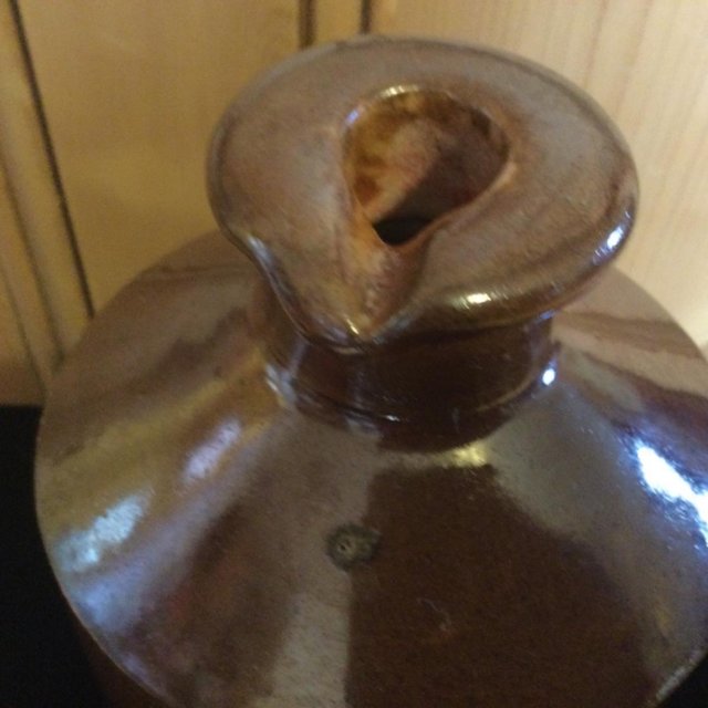 Image 3 of Large 9 1/2” MOIRA Pottery Stoneware Lipped Bottle