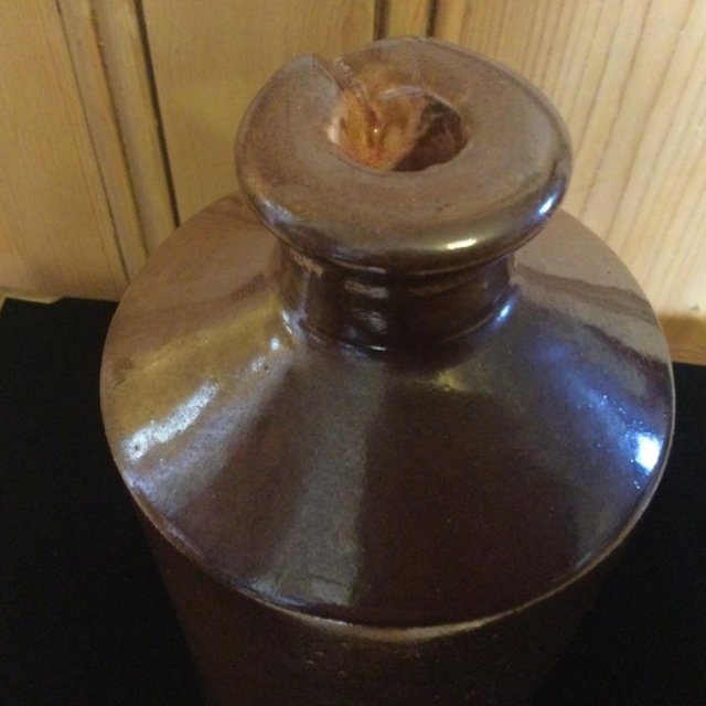 Image 5 of Large 9 1/2” MOIRA Pottery Stoneware Lipped Bottle