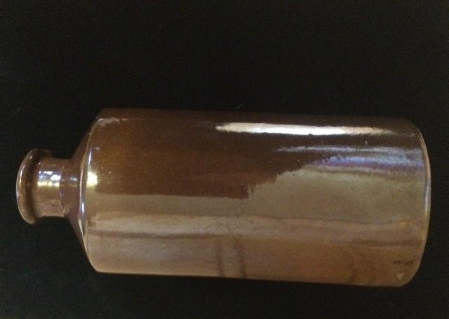 Image 11 of Large 9 1/2” MOIRA Pottery Stoneware Lipped Bottle