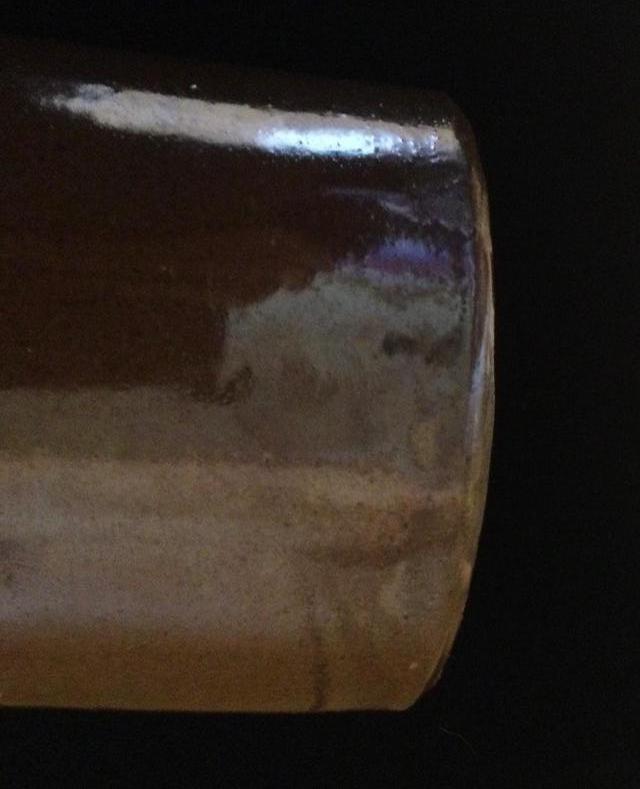 Image 15 of Large 9 1/2” MOIRA Pottery Stoneware Lipped Bottle