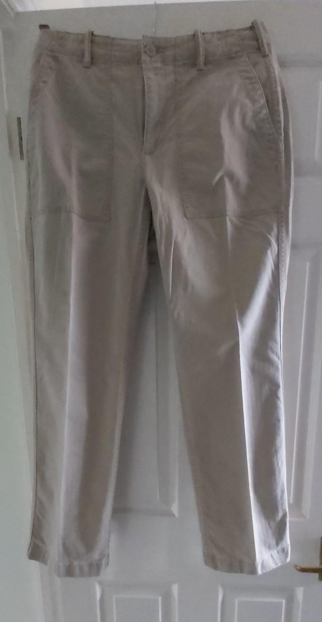 Preview of the first image of Desert Tan Mid-rise Straight Leg Chino Trousers..