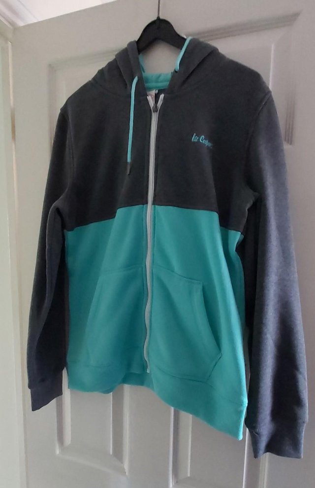Preview of the first image of Lee Cooper Charcoal and Turquoise Hoodie..