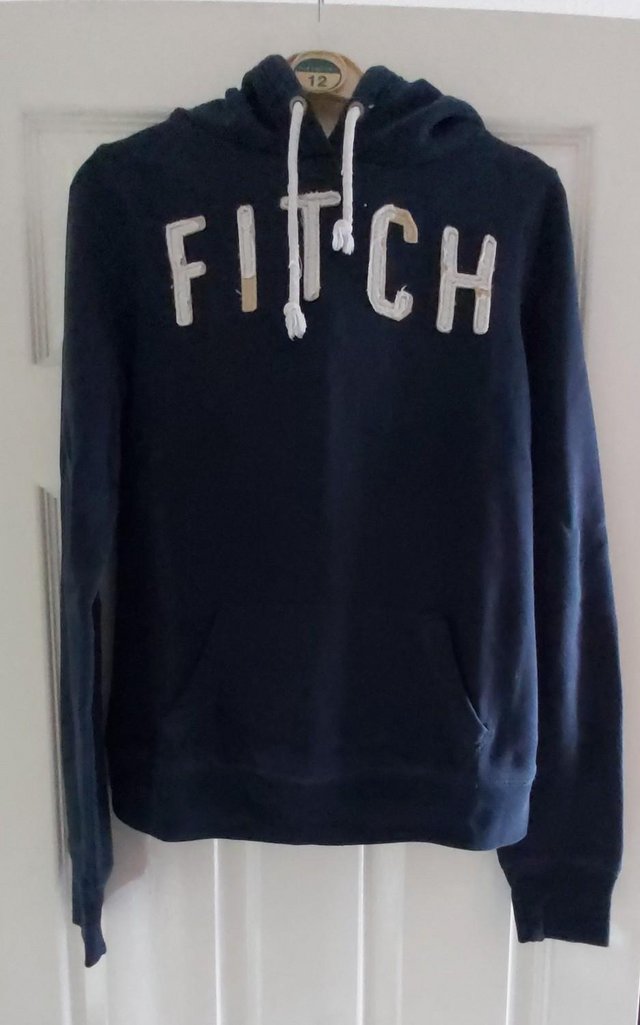 Preview of the first image of Abercrombie & Fitch Navy Blue Hoodie..
