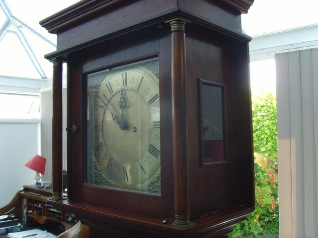 Image 4 of Solid brass face, mahogany cased Grandfather clock