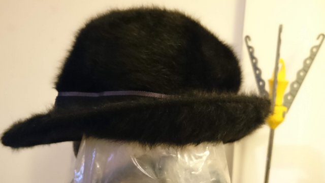 Image 2 of Kangol Angora foldable black hat