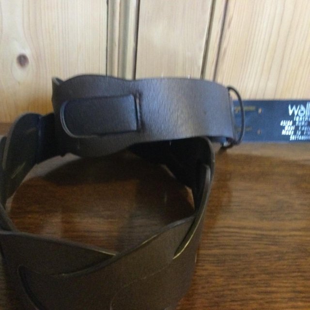 Image 3 of Vtg WALLIS Plaited Brown Leather Belt, Double Buckle