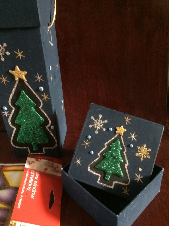 Preview of the first image of Christmas Stained Glass Decor & Christmas Gift Boxes.