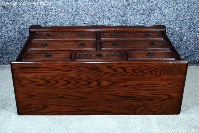 Image 10 of OLD CHARM TUDOR BROWN CARVED OAK CHEST OF DRAWERS SIDEBOARD