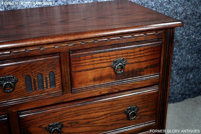Image 11 of OLD CHARM TUDOR BROWN CARVED OAK CHEST OF DRAWERS SIDEBOARD