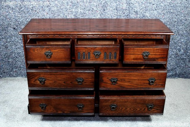 Image 58 of OLD CHARM TUDOR BROWN CARVED OAK CHEST OF DRAWERS SIDEBOARD