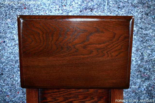 Image 5 of AN OLD CHARM TUDOR BROWN CARVED OAK SLIPPER BOX SEWING CHEST