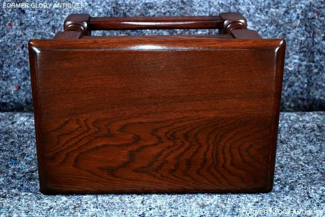 Image 53 of AN OLD CHARM TUDOR BROWN CARVED OAK SLIPPER BOX SEWING CHEST